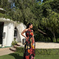 Rosalia Dress in Sol Garden print (Midnight Black)
