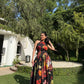 Rosalia Dress in Sol Garden print (Midnight Black)