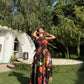 Rosalia Dress in Sol Garden print (Midnight Black)