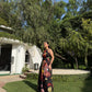 Rosalia Dress in Sol Garden print (Midnight Black)