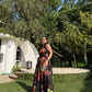Rosalia Dress in Sol Garden print (Midnight Black)