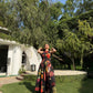 Rosalia Dress in Sol Garden print (Midnight Black)
