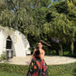 Rosalia Dress in Sol Garden print (Midnight Black)