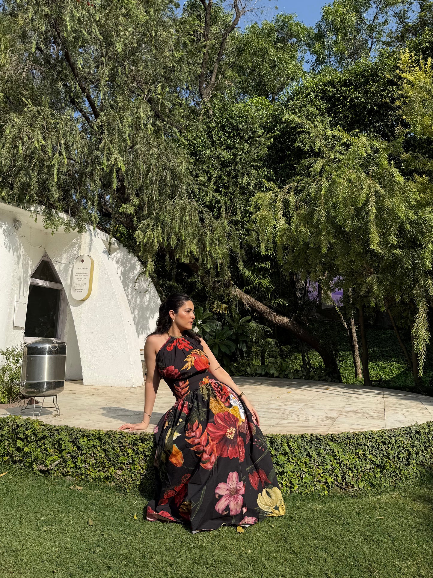 Rosalia Dress in Sol Garden print (Midnight Black)