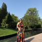 Rosalia Dress in Sol Garden print (Midnight Black)