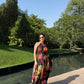 Rosalia Dress in Sol Garden print (Midnight Black)