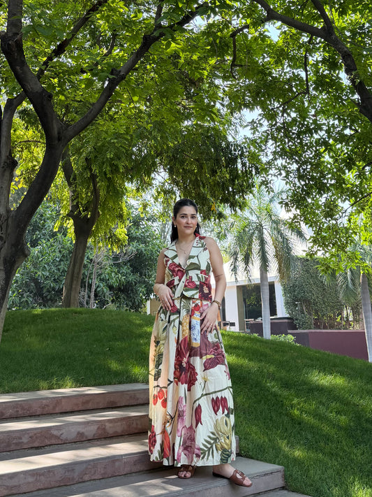 Solana Set in Sol Garden print (Sandstone)