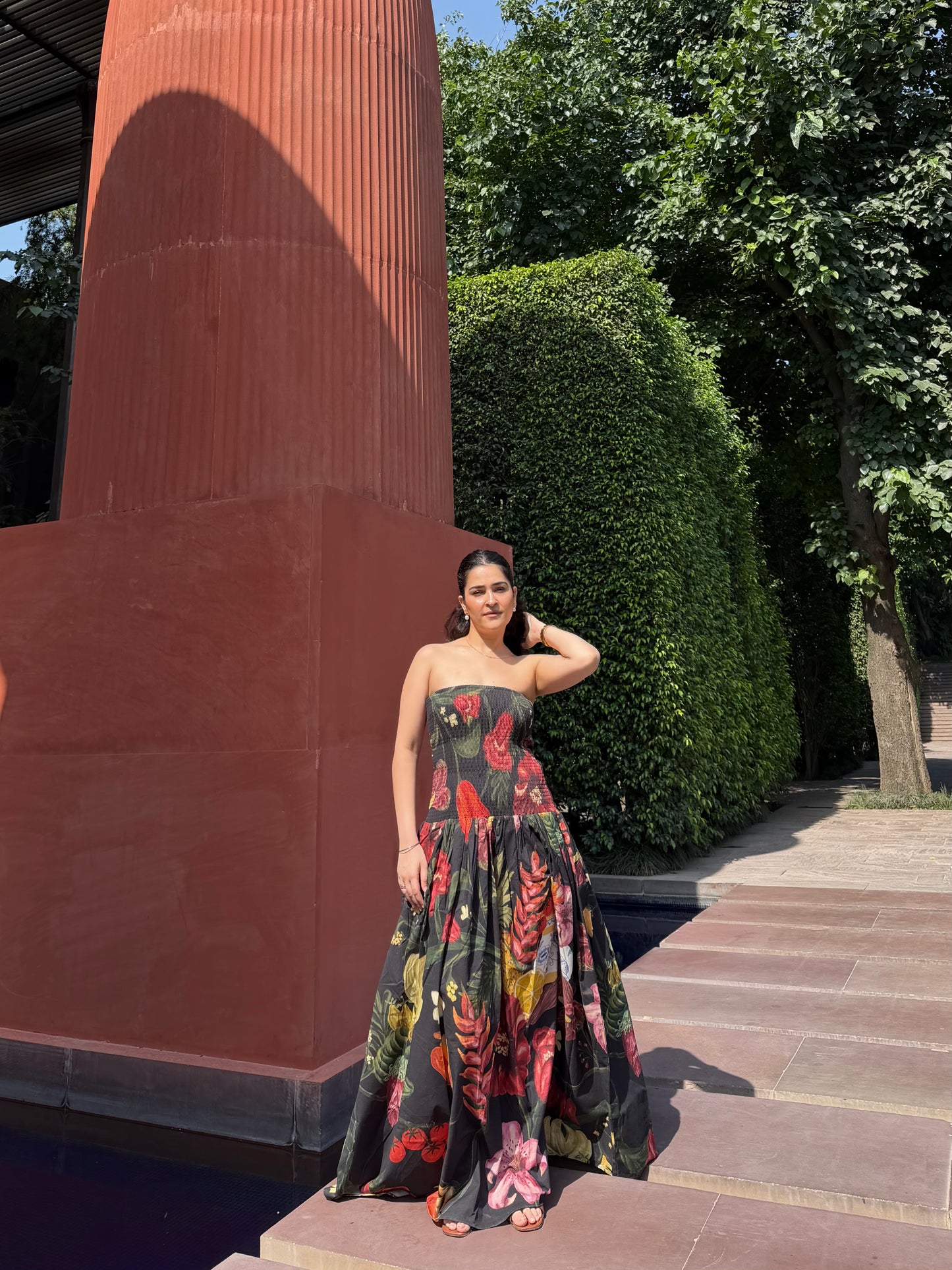 Isadora Dress in Sol Garden print (Midnight Black)