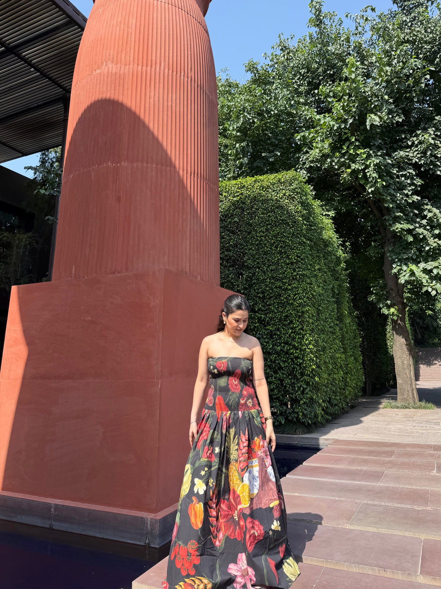 Isadora Dress in Sol Garden print (Midnight Black)