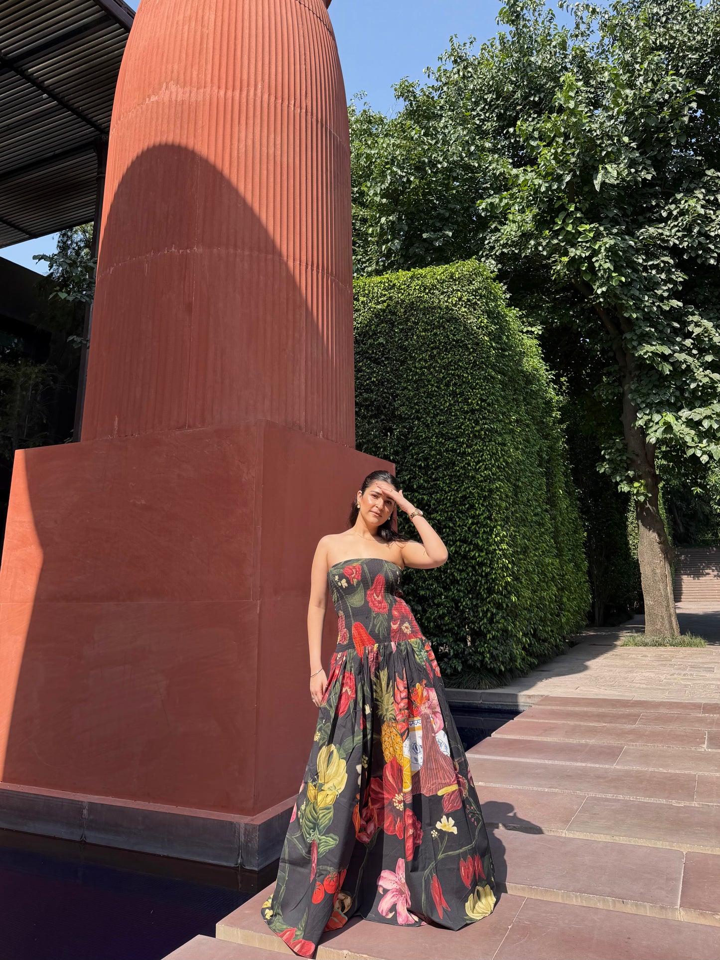 Isadora Dress in Sol Garden print (Midnight Black)