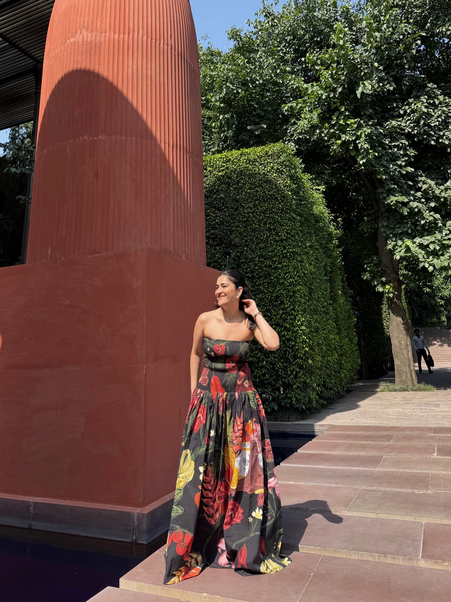 Isadora Dress in Sol Garden print (Midnight Black)