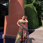 Isadora Dress in Sol Garden print (Midnight Black)