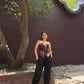 Adelina Set in Sol Garden print (Midnight Black)