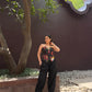 Adelina Set in Sol Garden print (Midnight Black)