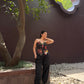 Adelina Set in Sol Garden print (Midnight Black)