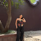 Adelina Set in Sol Garden print (Midnight Black)