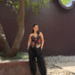 Adelina Set in Sol Garden print (Midnight Black)