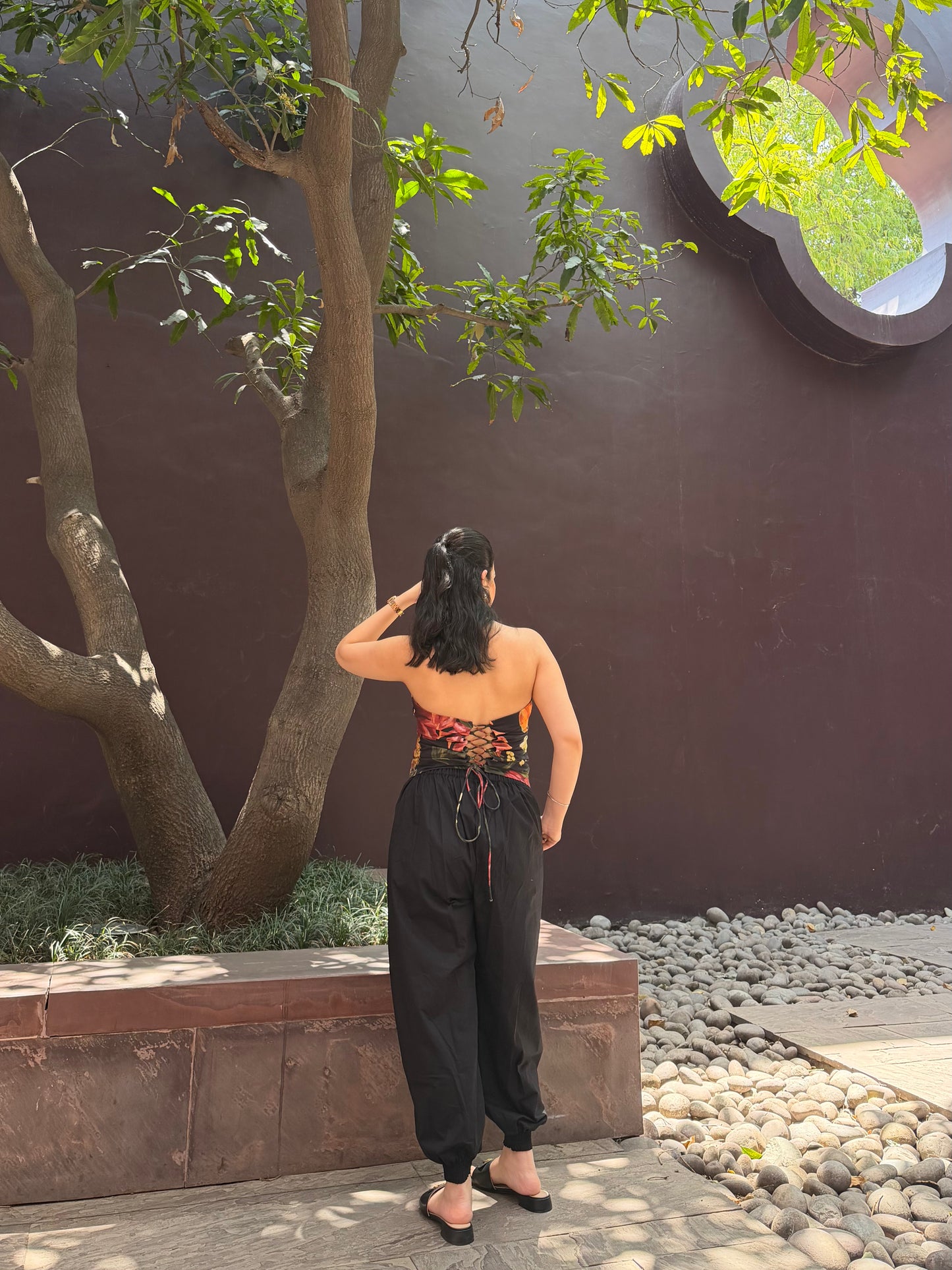 Adelina Set in Sol Garden print (Midnight Black)
