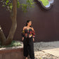 Adelina Set in Sol Garden print (Midnight Black)