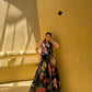 Solana Set in Sol Garden print (Midnight Black)