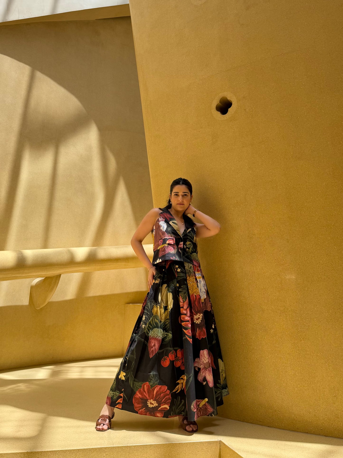 Solana Set in Sol Garden print (Midnight Black)