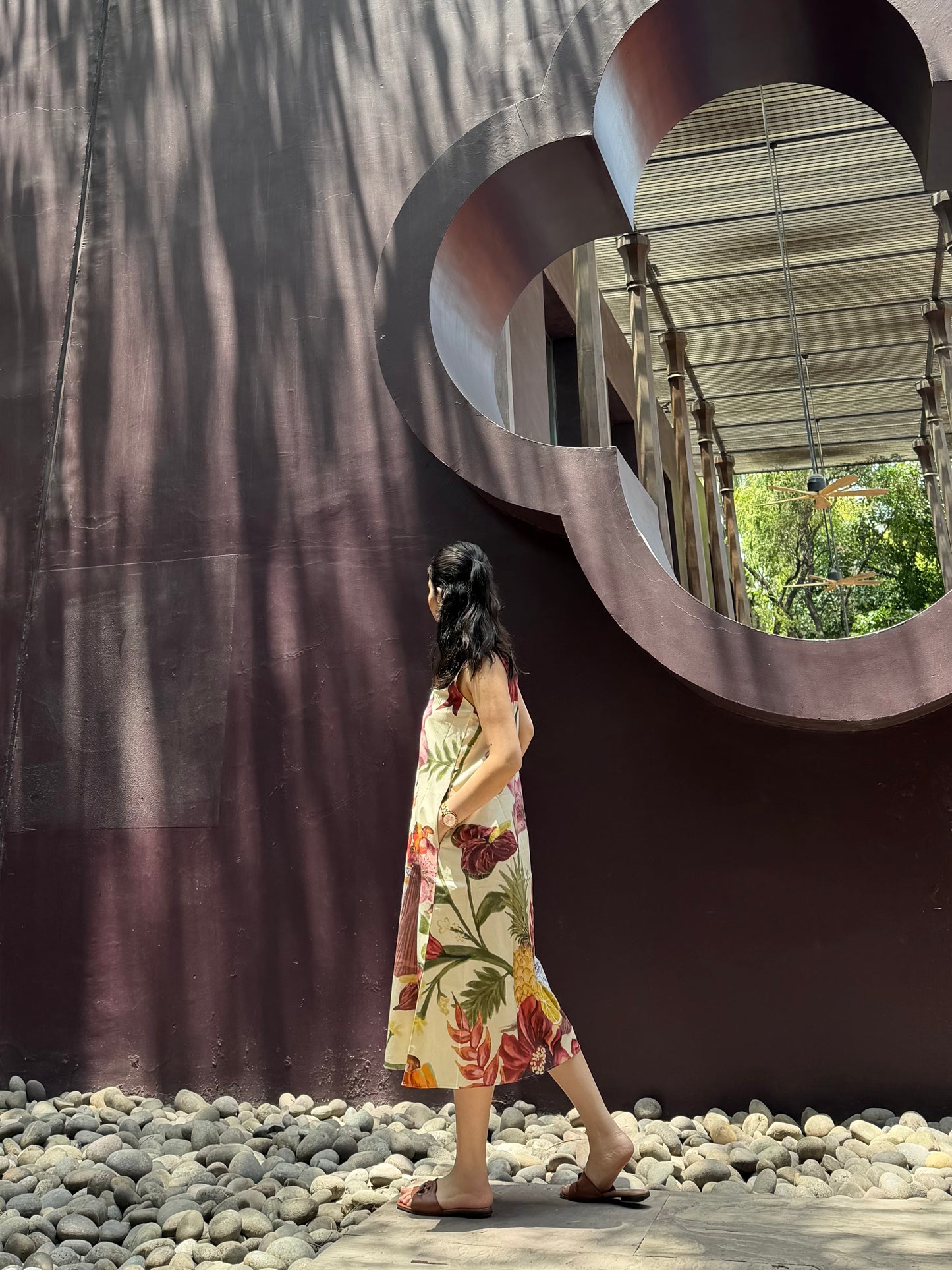 Hibiscus Dress in Sol Garden print (Sandstone)