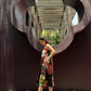 Hibiscus Dress in Sol Garden print (Midnight Black)
