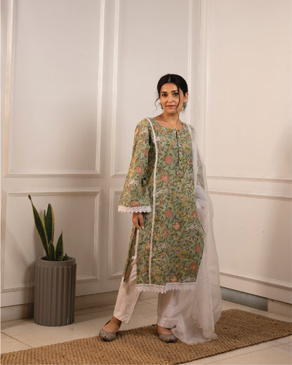 HOOR KURTA -GREEN PRINT